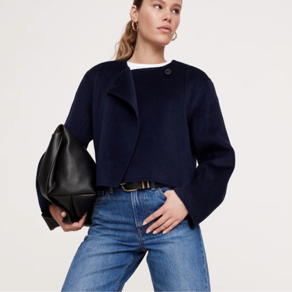 NWT! BANANA REPUBLIC NAVY DOUBLE-FACED CROPPED JACKET